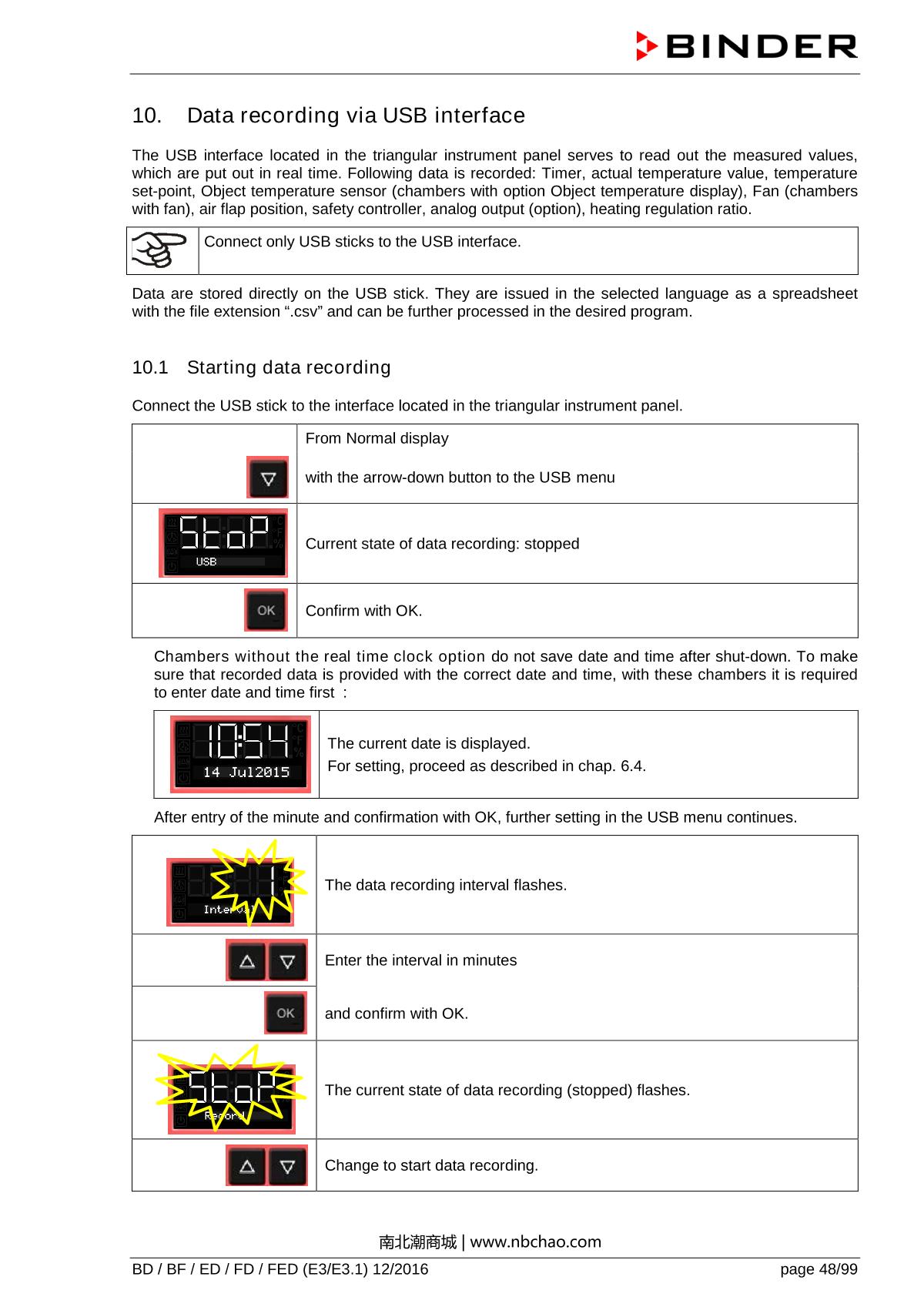 Binder ED260 Natural convection ovenManual page 48
