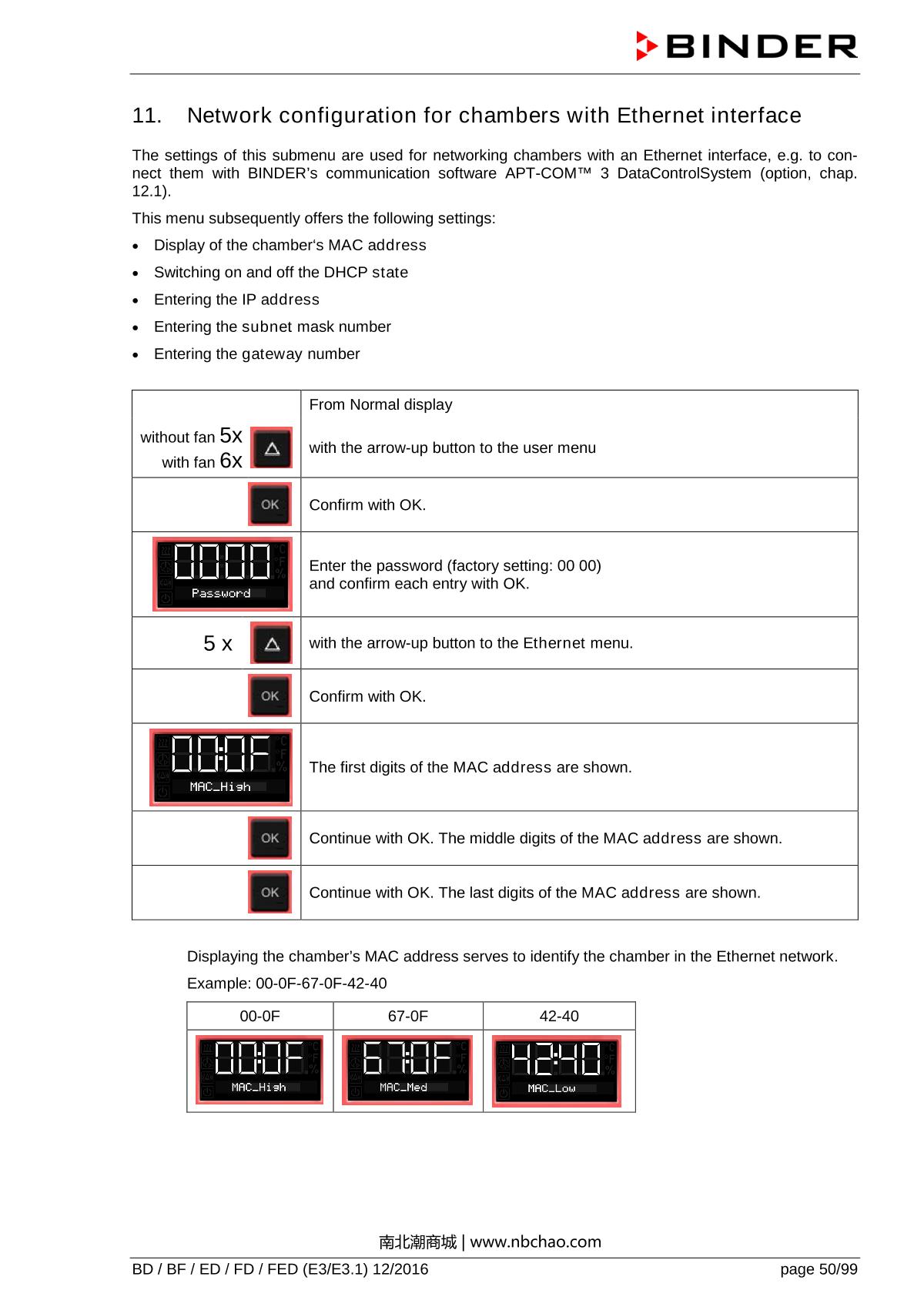 Binder ED260 Natural convection ovenManual page 50