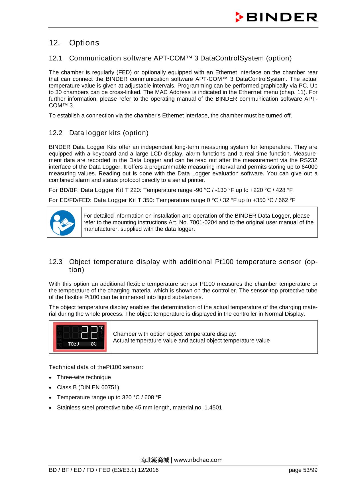 Binder ED260 Natural convection ovenManual page 53