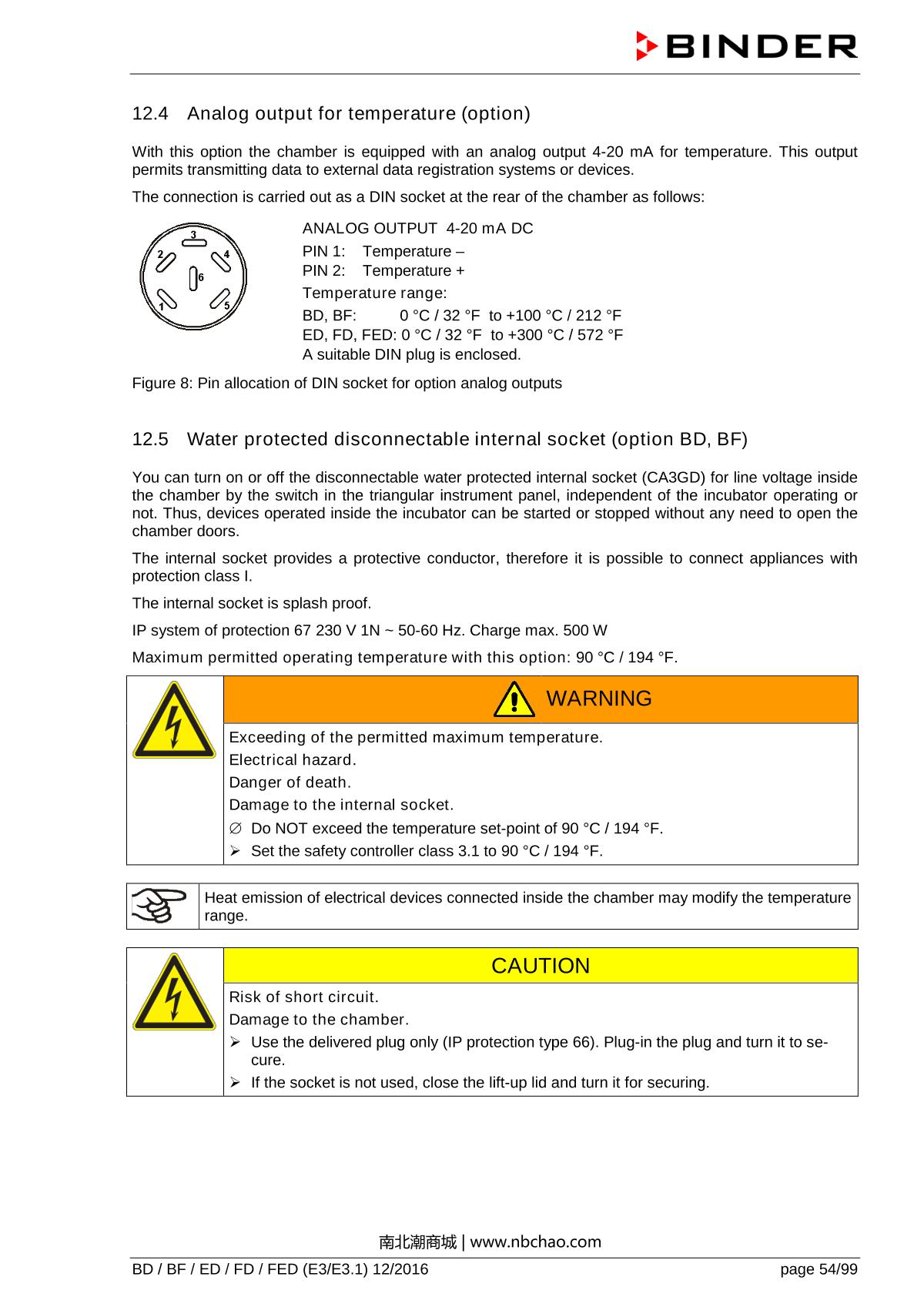 Binder ED260 Natural convection ovenManual page 54