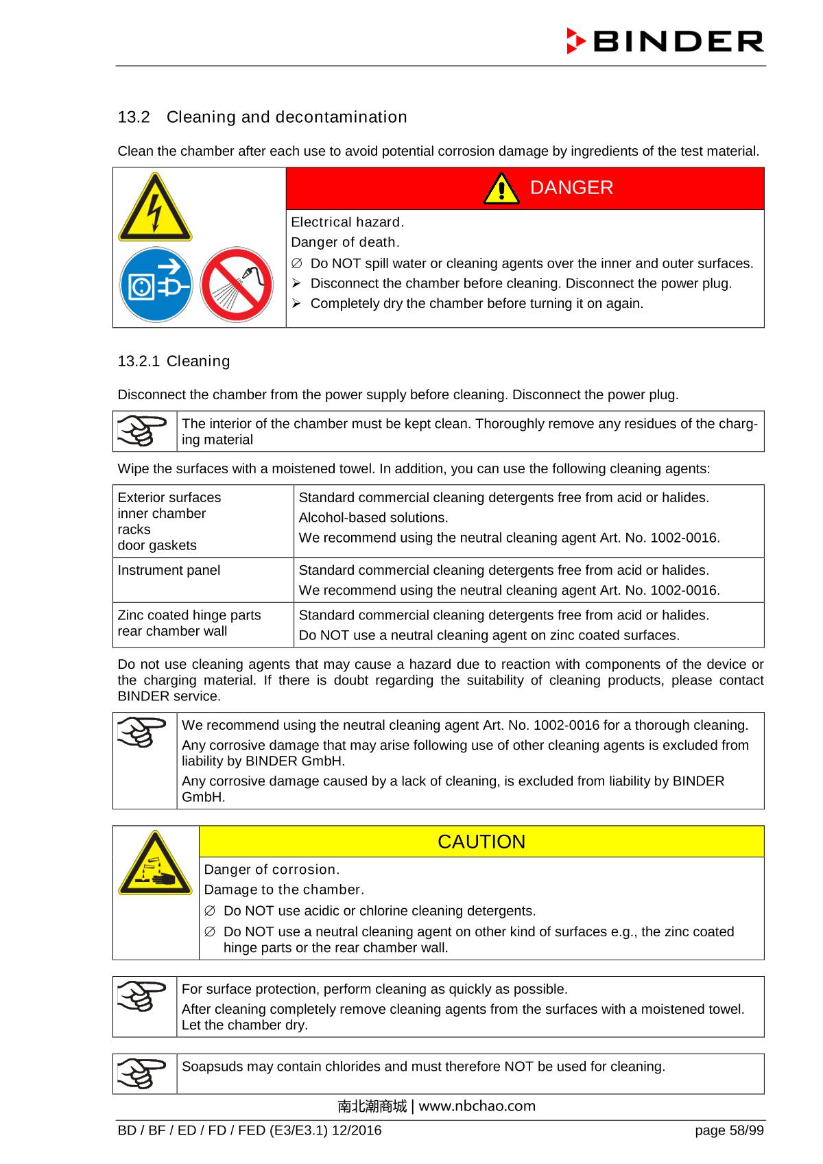 Binder ED260 Natural convection ovenManual page 58