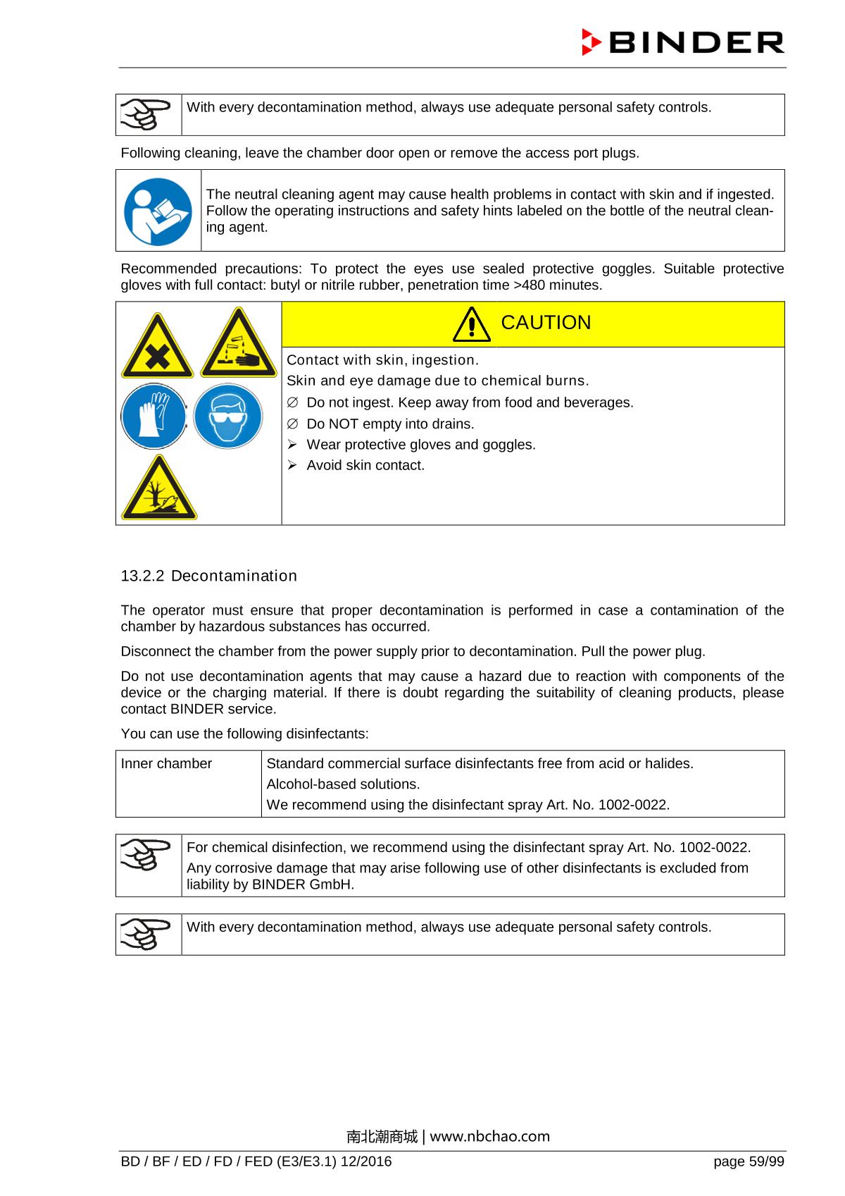 Binder ED260 Natural convection ovenManual page 59