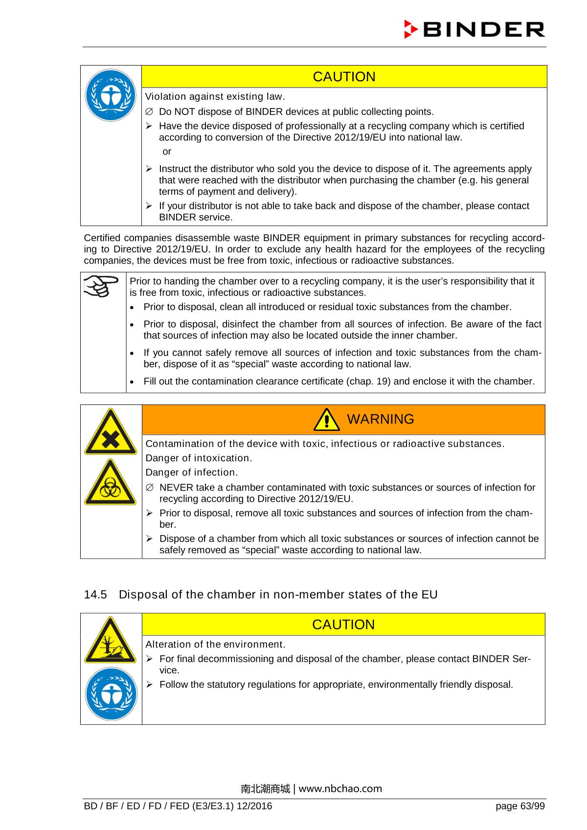 Binder ED260 Natural convection ovenManual page 63