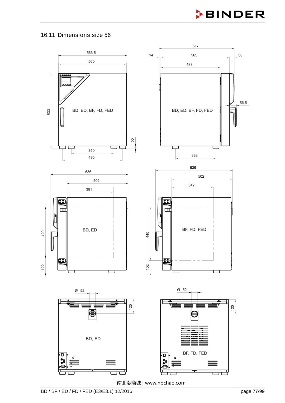 Binder ED260 Natural convection ovenManual page 77