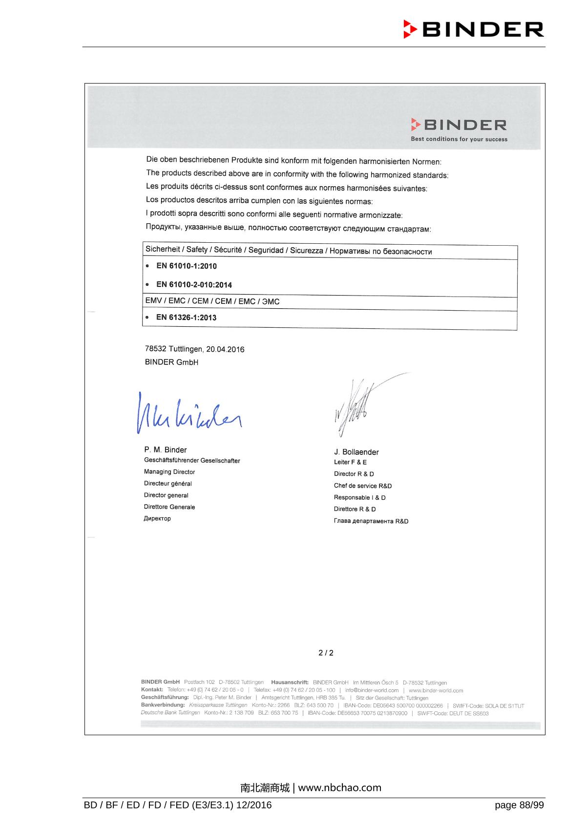 Binder ED260 Natural convection ovenManual page 88