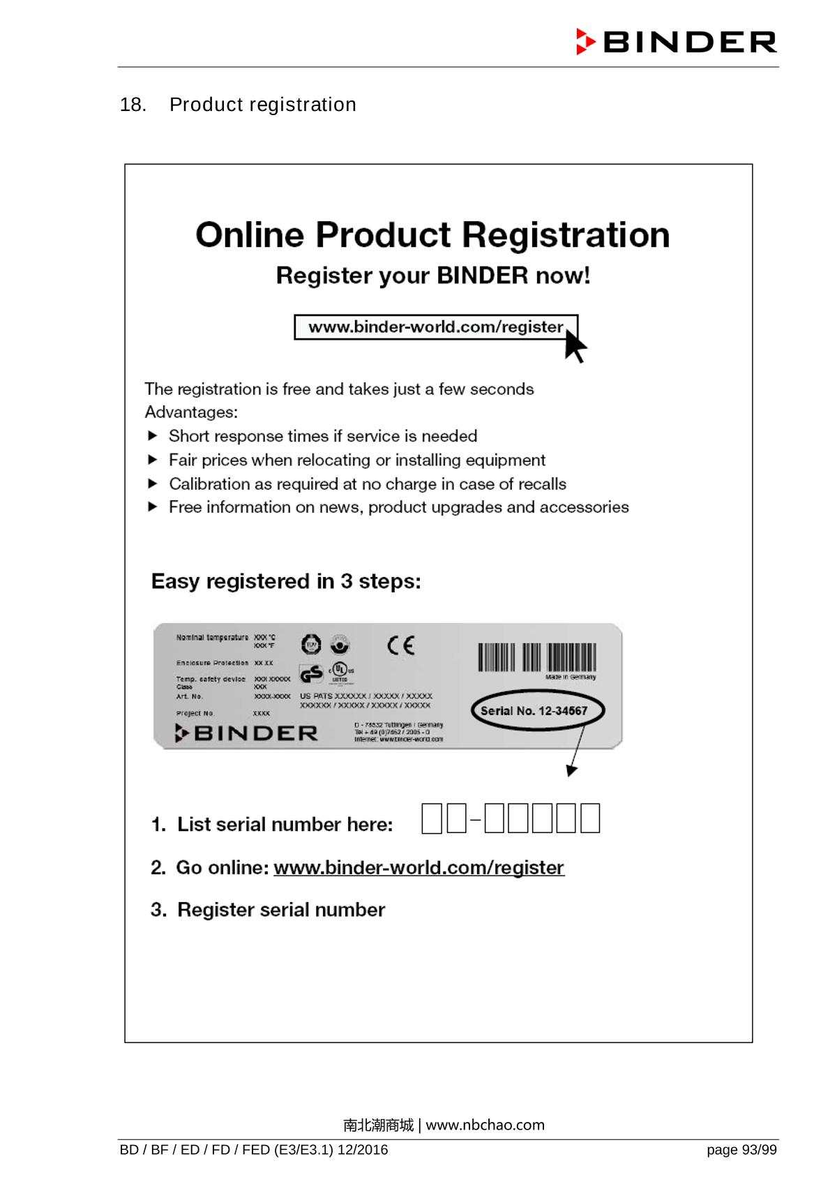 Binder ED260 Natural convection ovenManual page 93