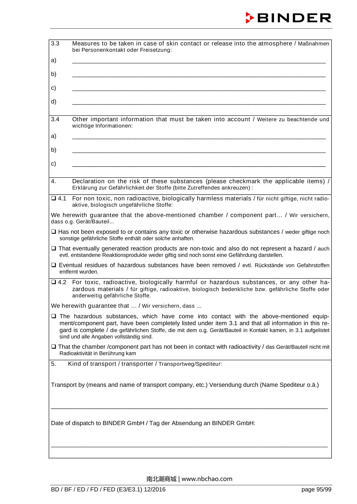 Binder ED260 Natural convection ovenManual page 95