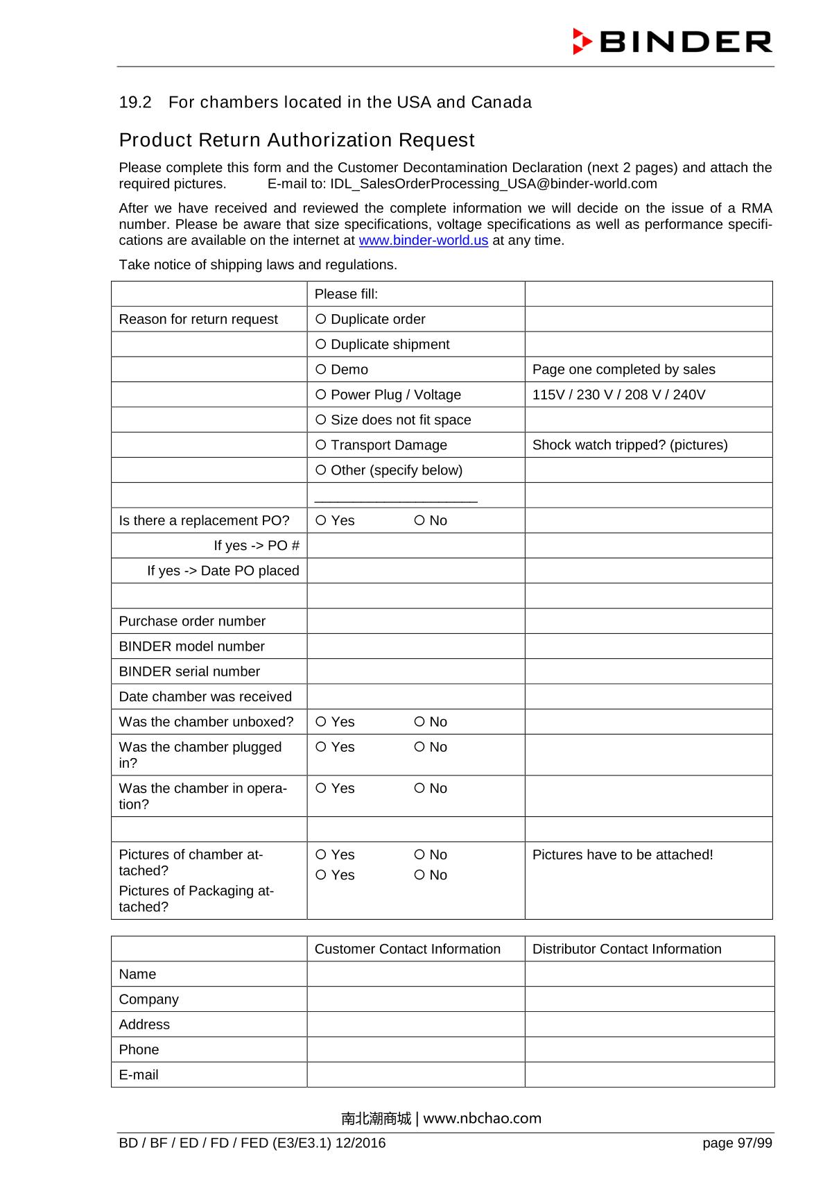 Binder ED260 Natural convection ovenManual page 97