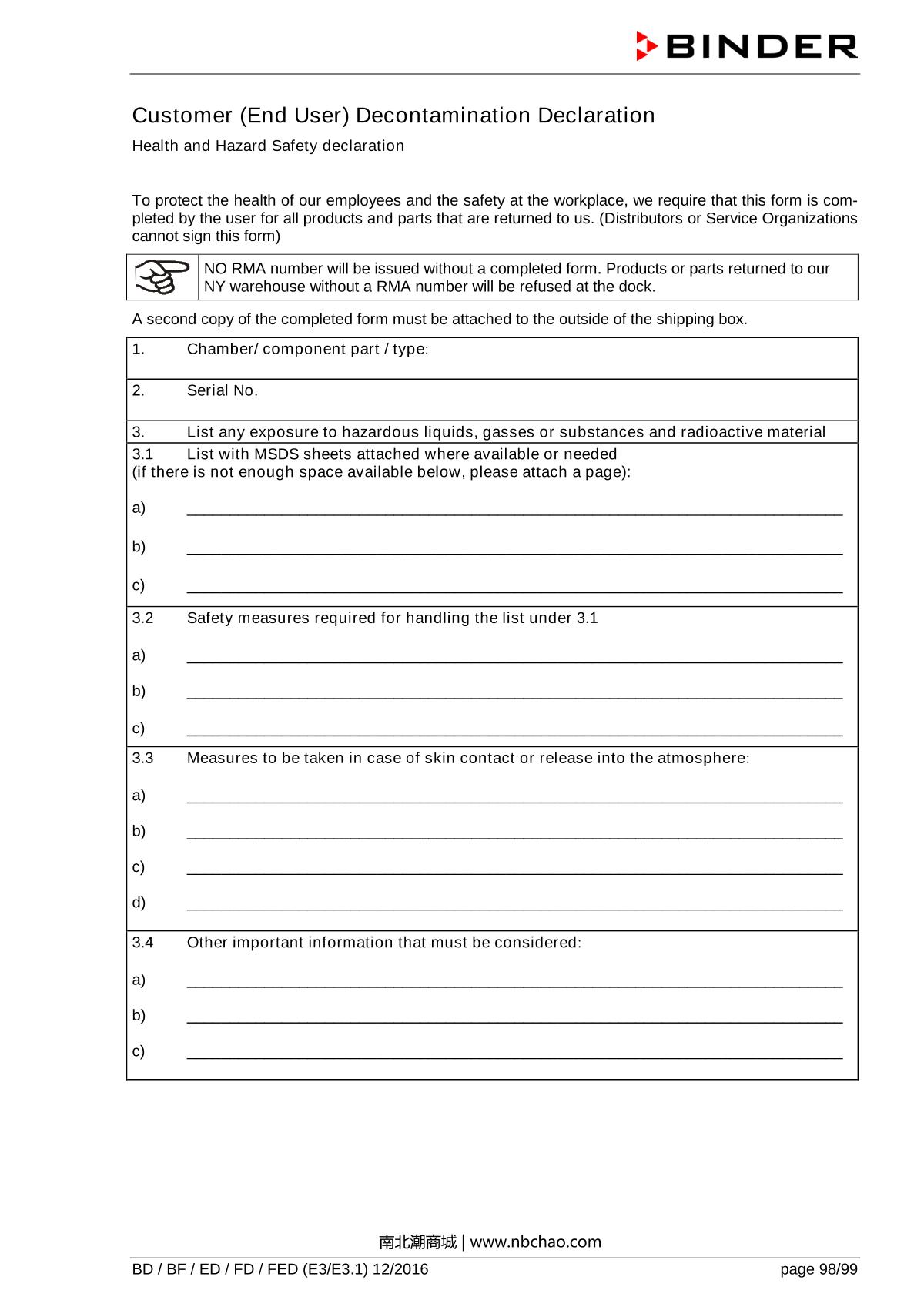 Binder ED260 Natural convection ovenManual page 98