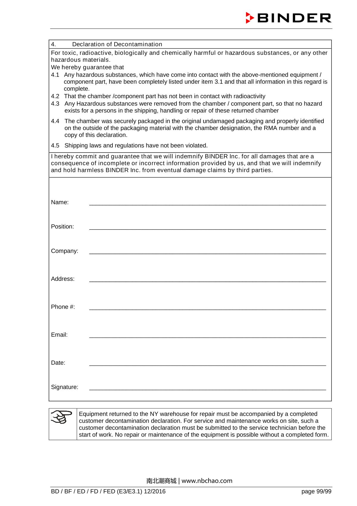 Binder ED260 Natural convection ovenManual page 99