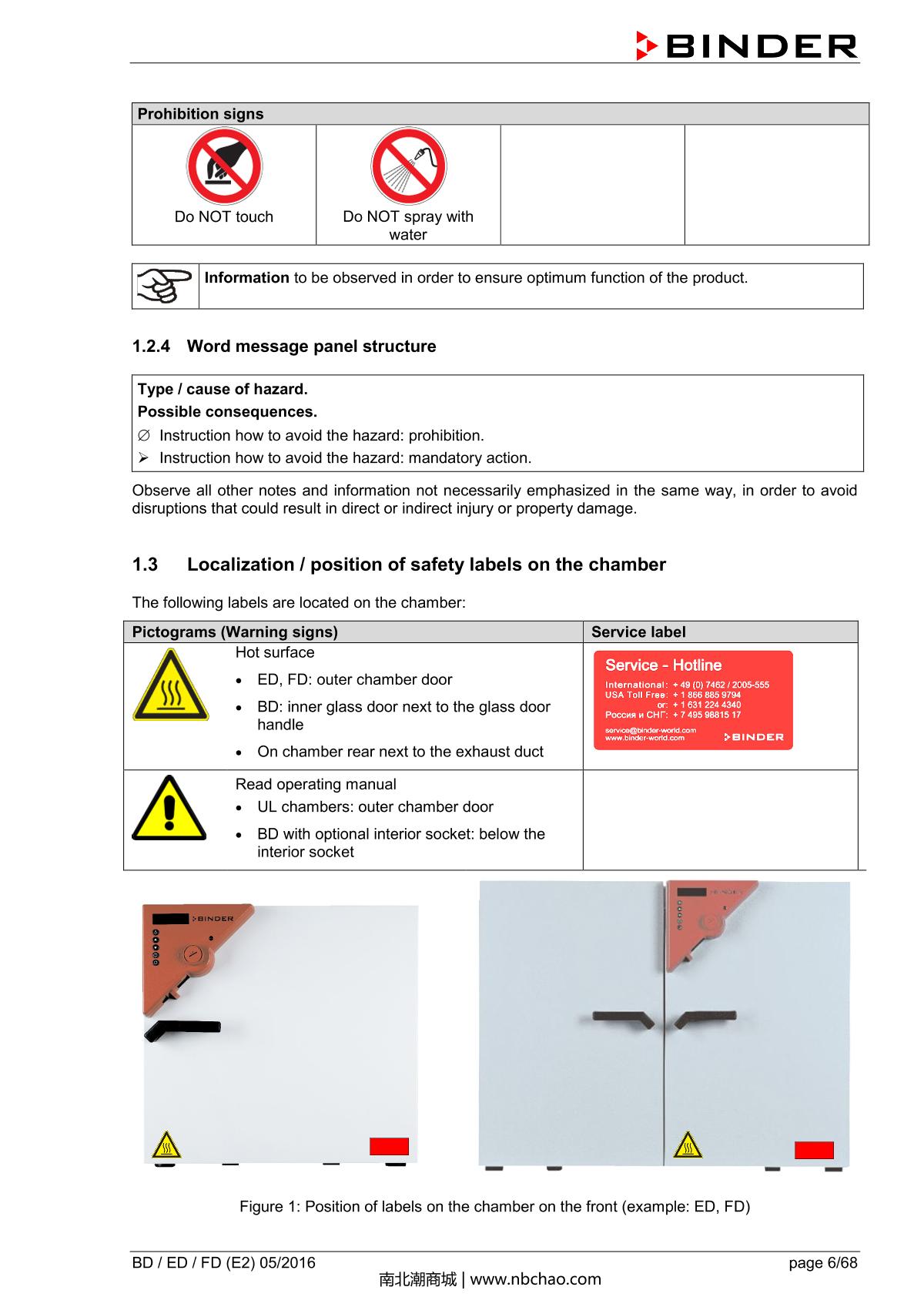 Binder BD400 Natural convection microbial IncubatorManual page 6