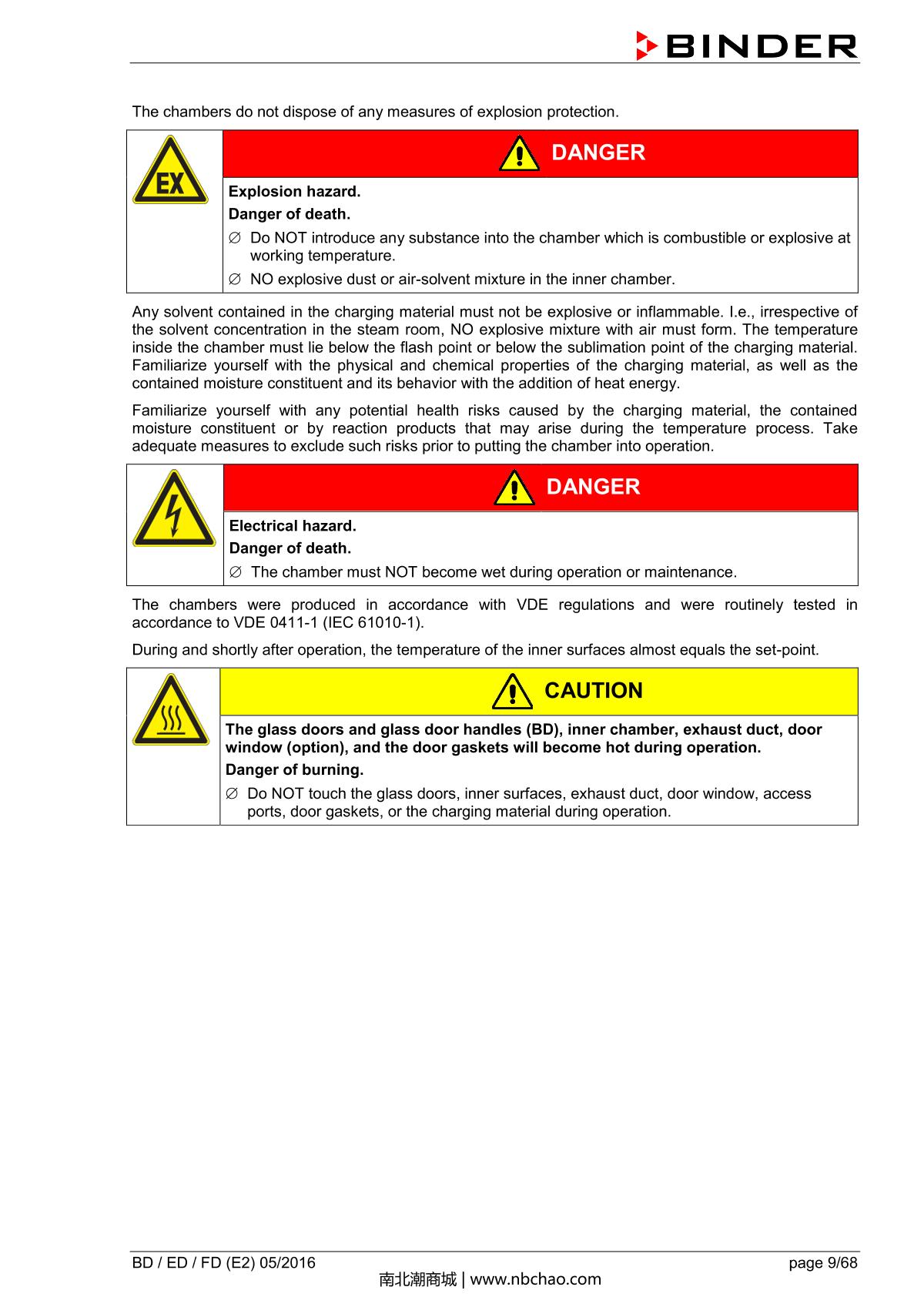 Binder BD400 Natural convection microbial IncubatorManual page 9