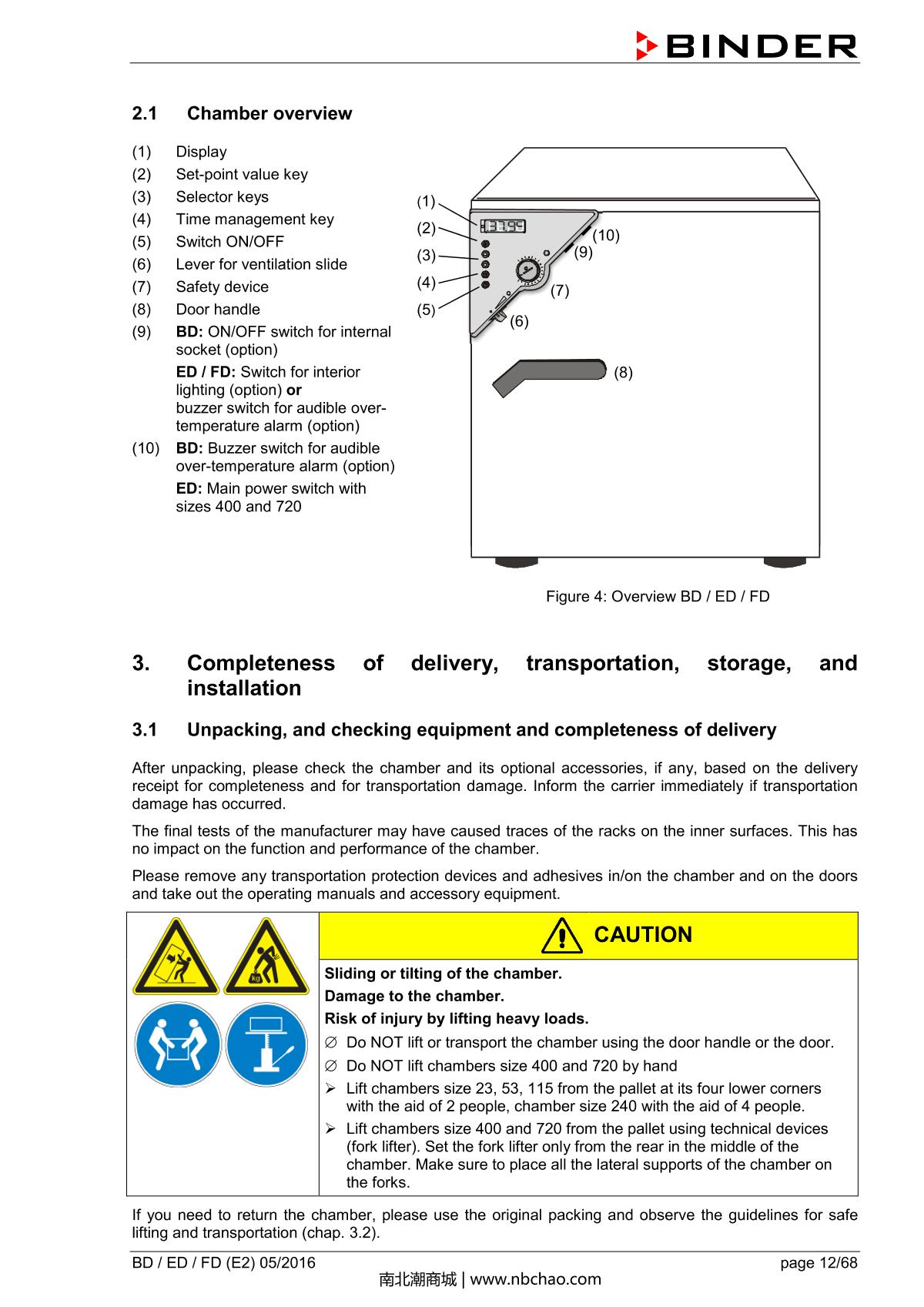 Binder BD400 Natural convection microbial IncubatorManual page 12