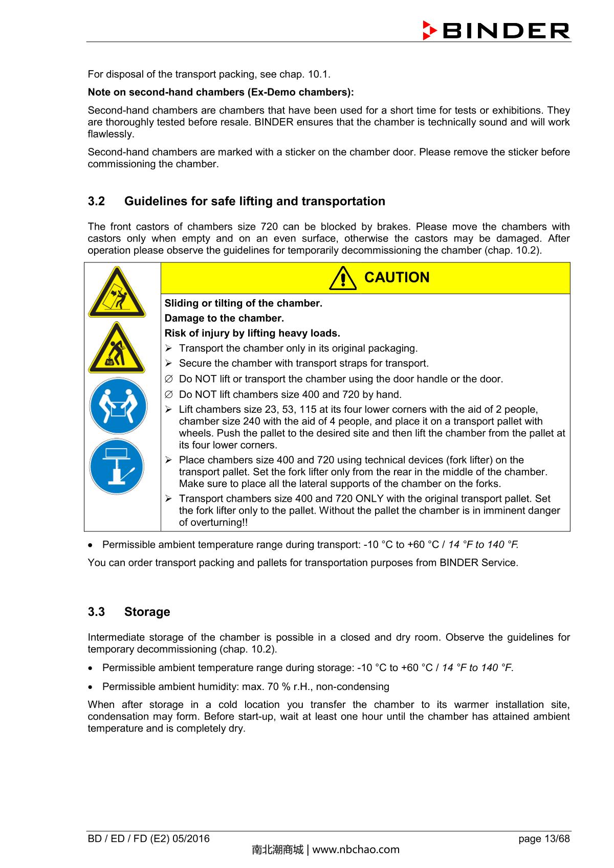 Binder BD400 Natural convection microbial IncubatorManual page 13