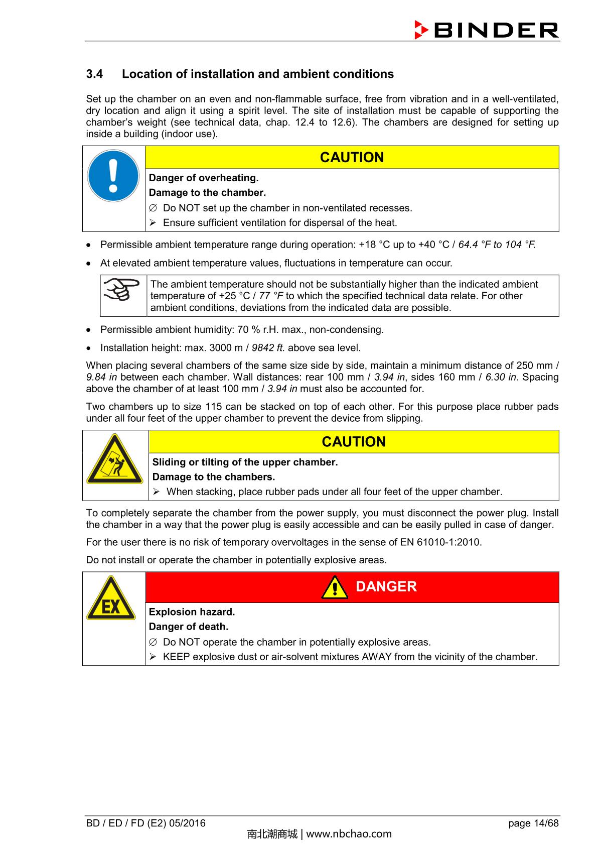 Binder BD400 Natural convection microbial IncubatorManual page 14