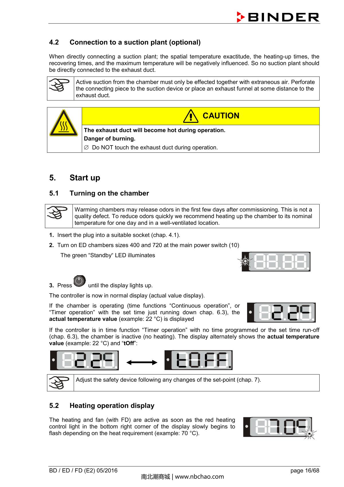 Binder BD400 Natural convection microbial IncubatorManual page 16