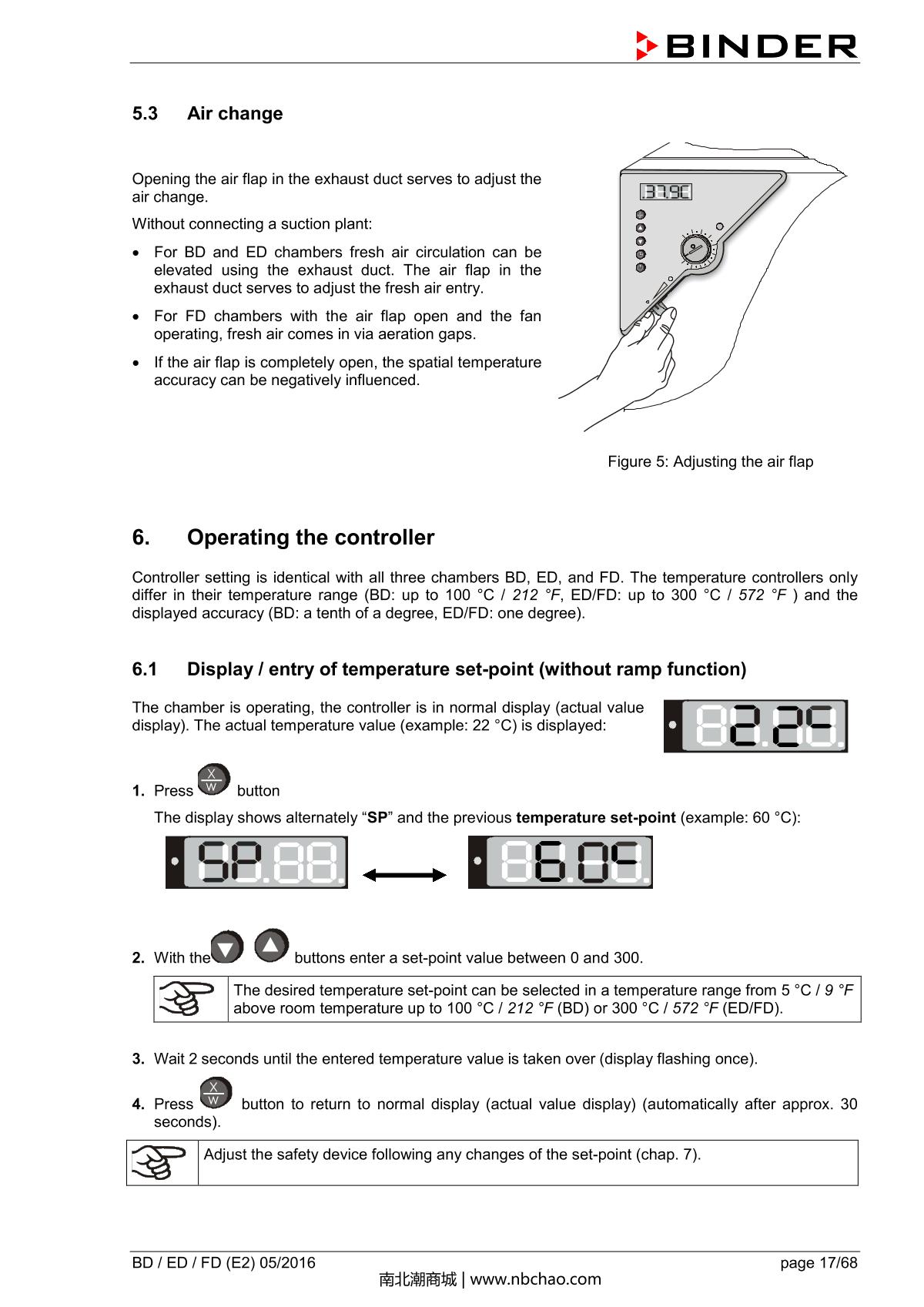 Binder BD400 Natural convection microbial IncubatorManual page 17