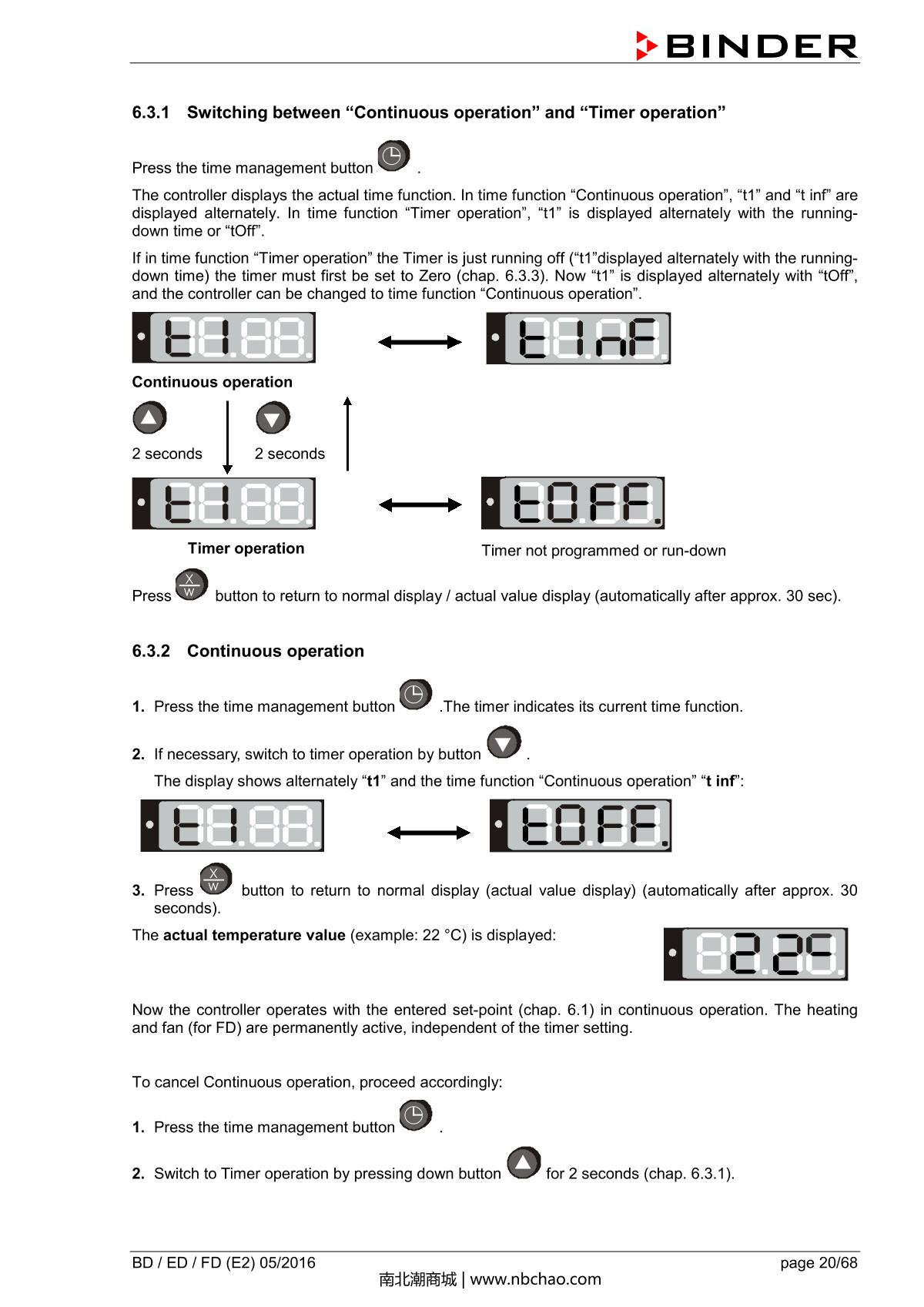 Binder BD400 Natural convection microbial IncubatorManual page 20