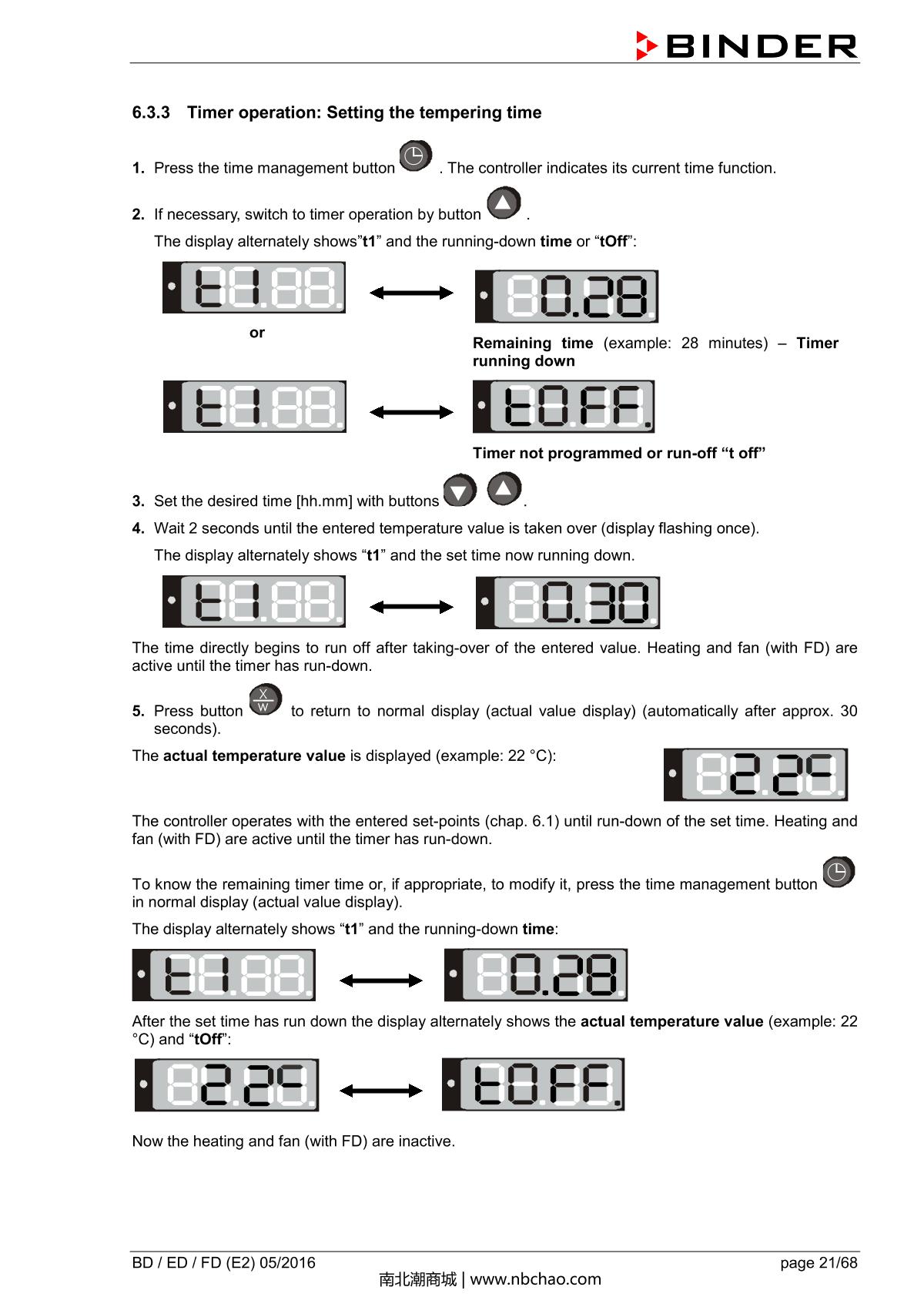 Binder BD400 Natural convection microbial IncubatorManual page 21