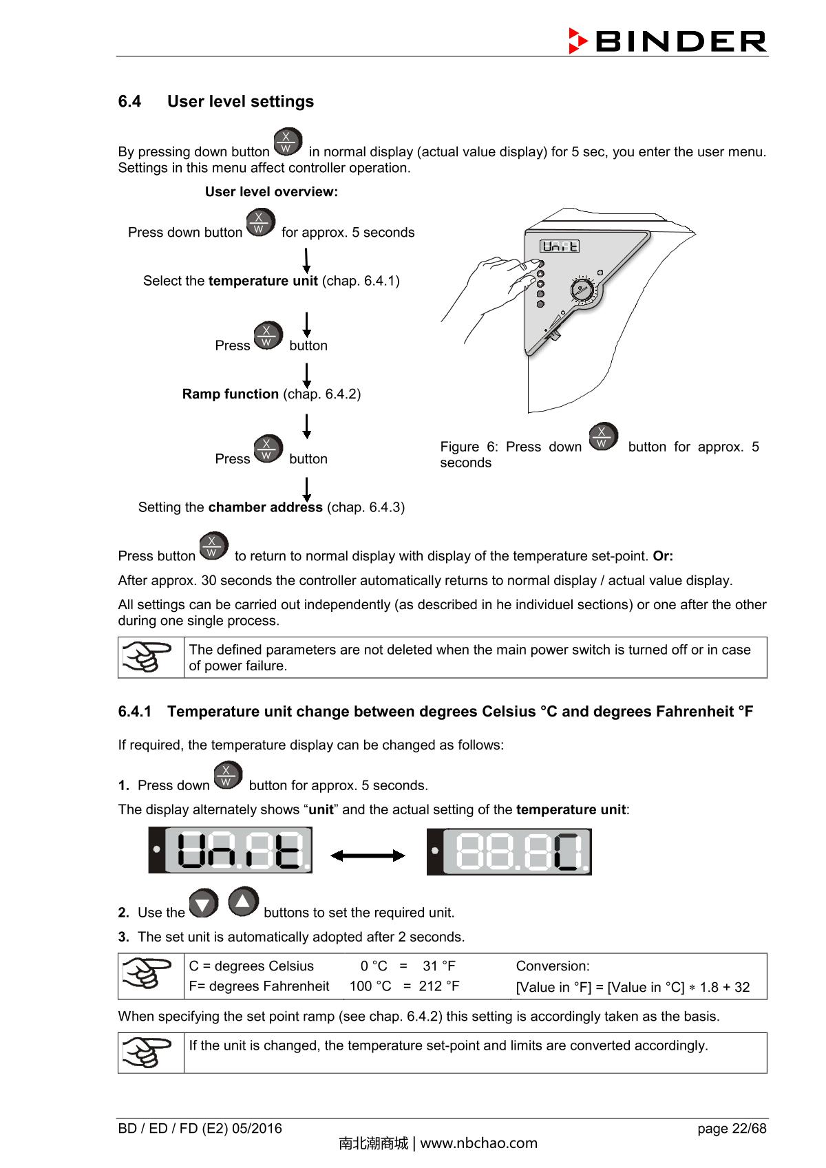 Binder BD400 Natural convection microbial IncubatorManual page 22