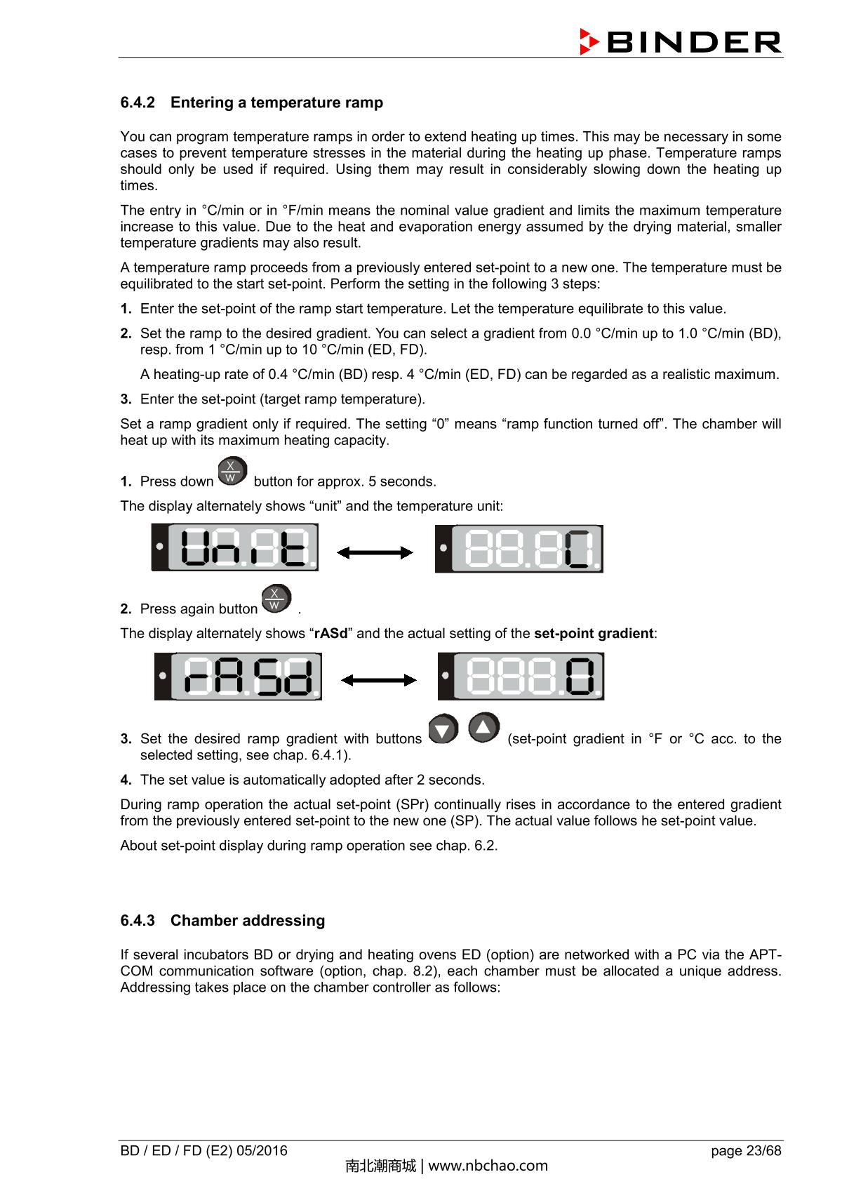 Binder BD400 Natural convection microbial IncubatorManual page 23