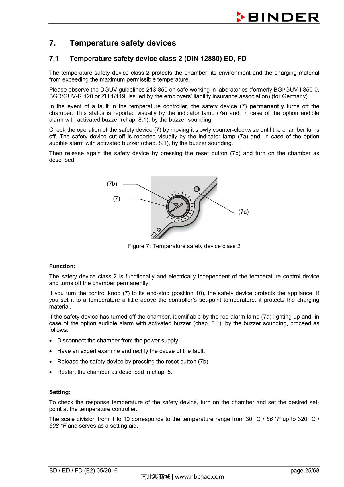 Binder BD400 Natural convection microbial IncubatorManual page 25