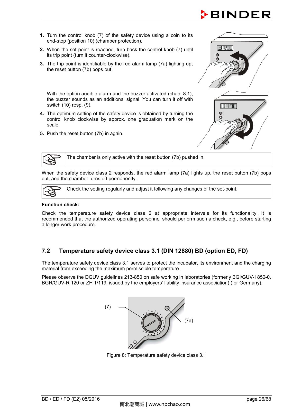 Binder BD400 Natural convection microbial IncubatorManual page 26