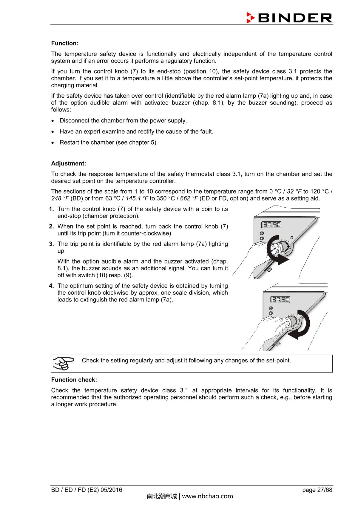 Binder BD400 Natural convection microbial IncubatorManual page 27