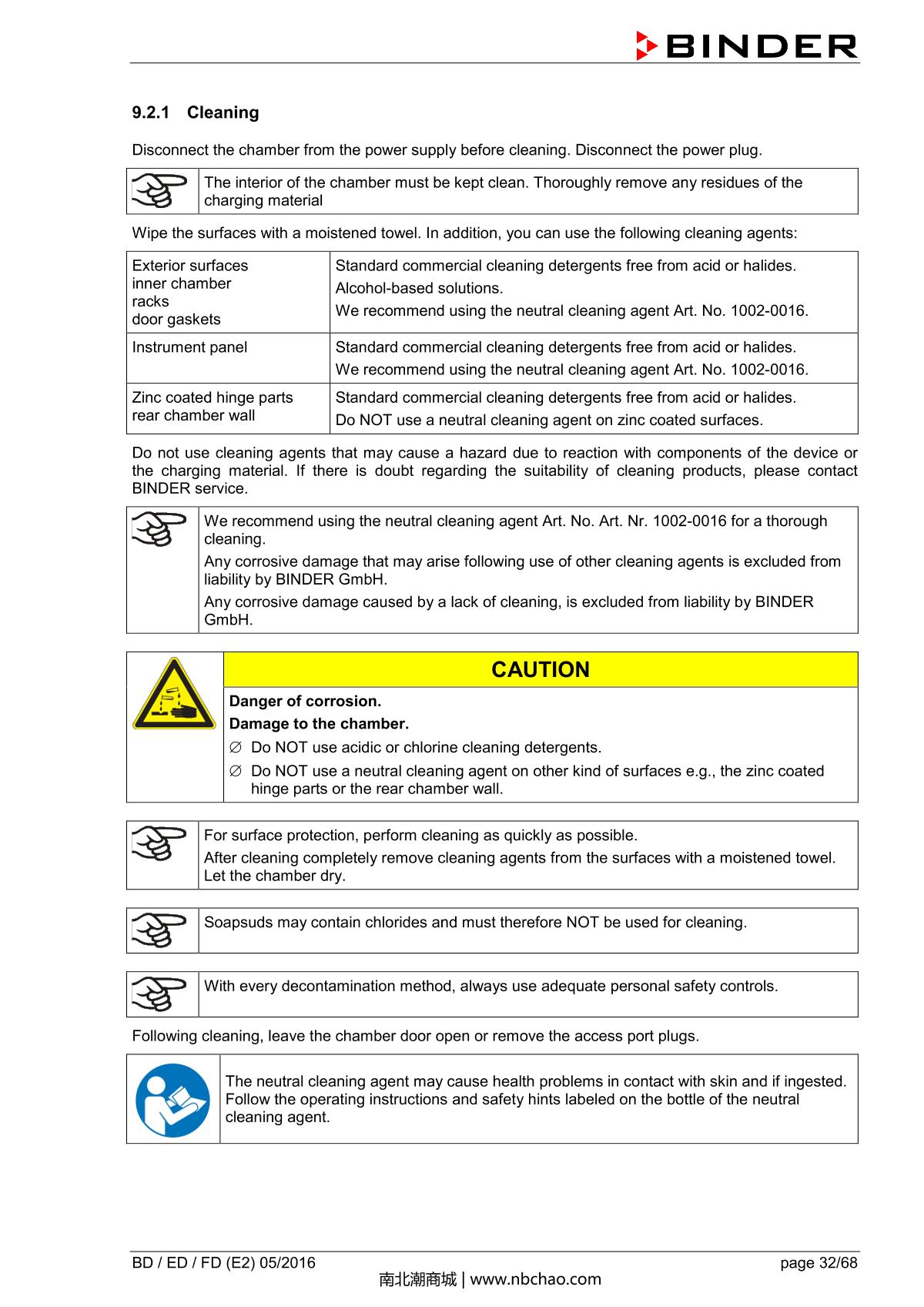 Binder BD400 Natural convection microbial IncubatorManual page 32