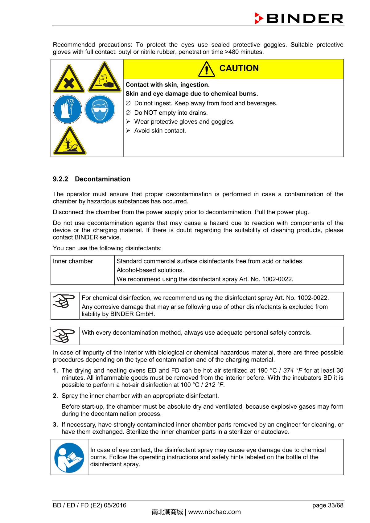 Binder BD400 Natural convection microbial IncubatorManual page 33