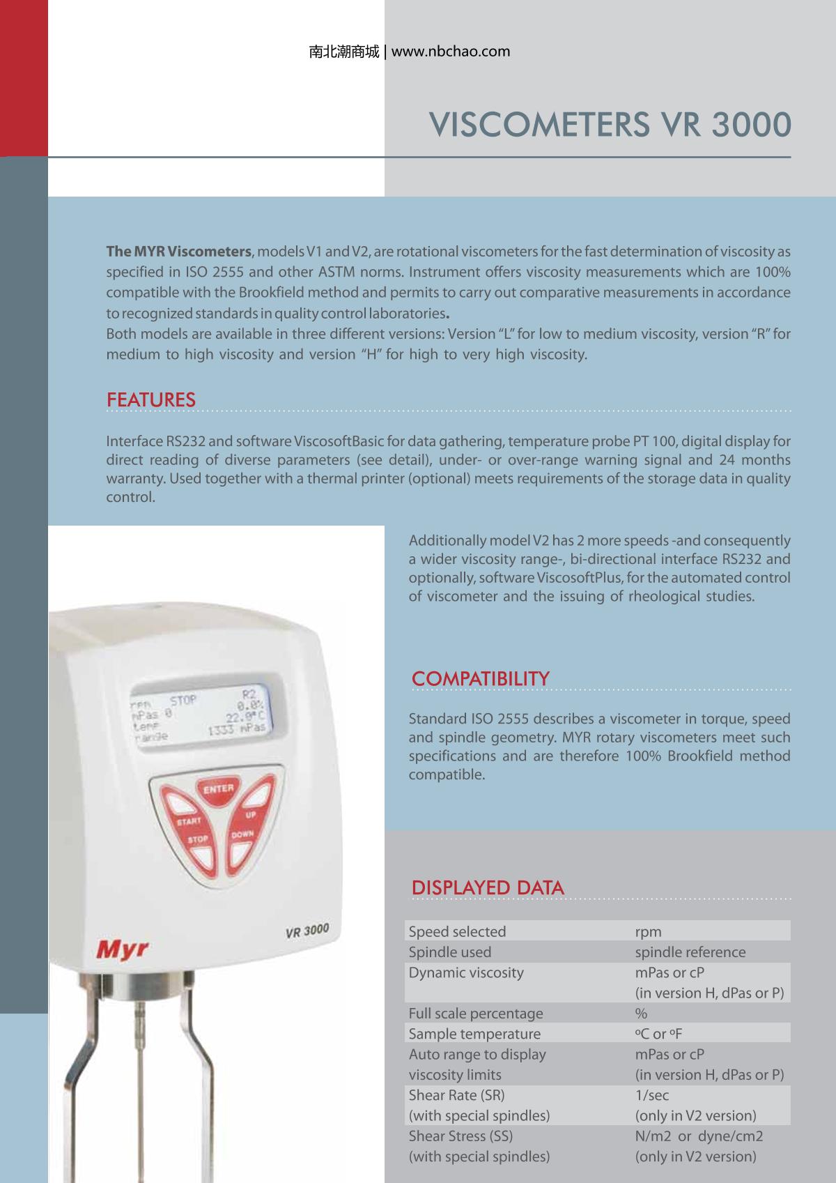 TQC sheen DV1310 Viscometer brochure page 2