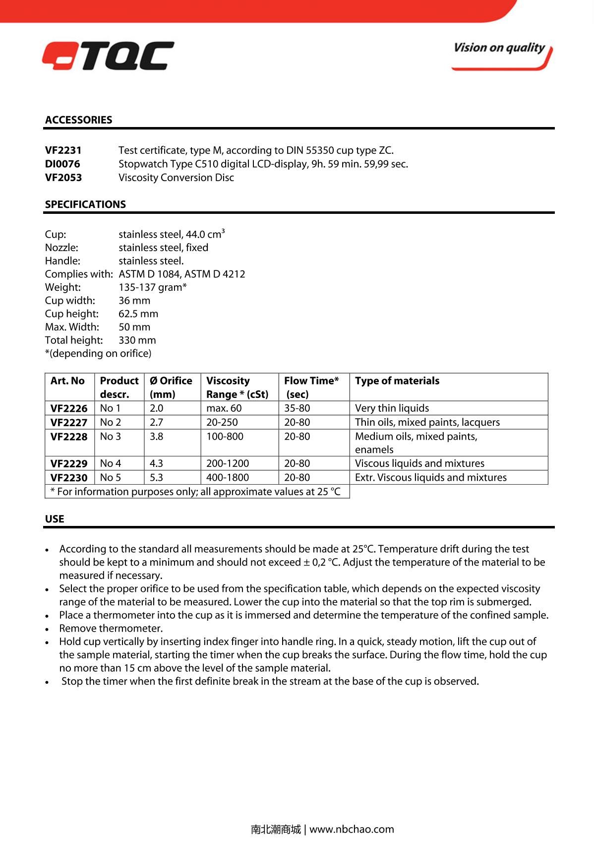 TQC sheen VF2227 Zahn CupManual page 2