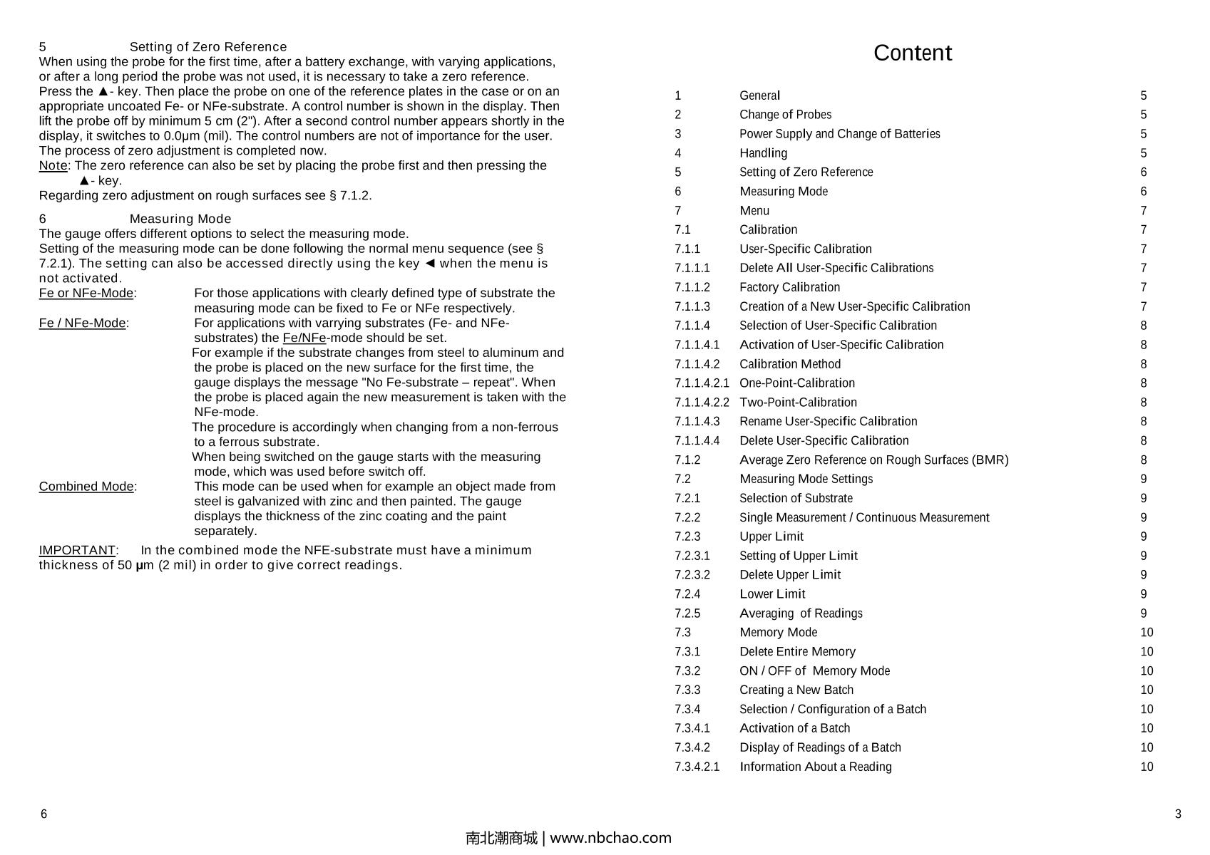 BYK 3666 Byko-Test 8500 Enhanced magnetic/nonmagnetic Thickness GaugeManual page 3