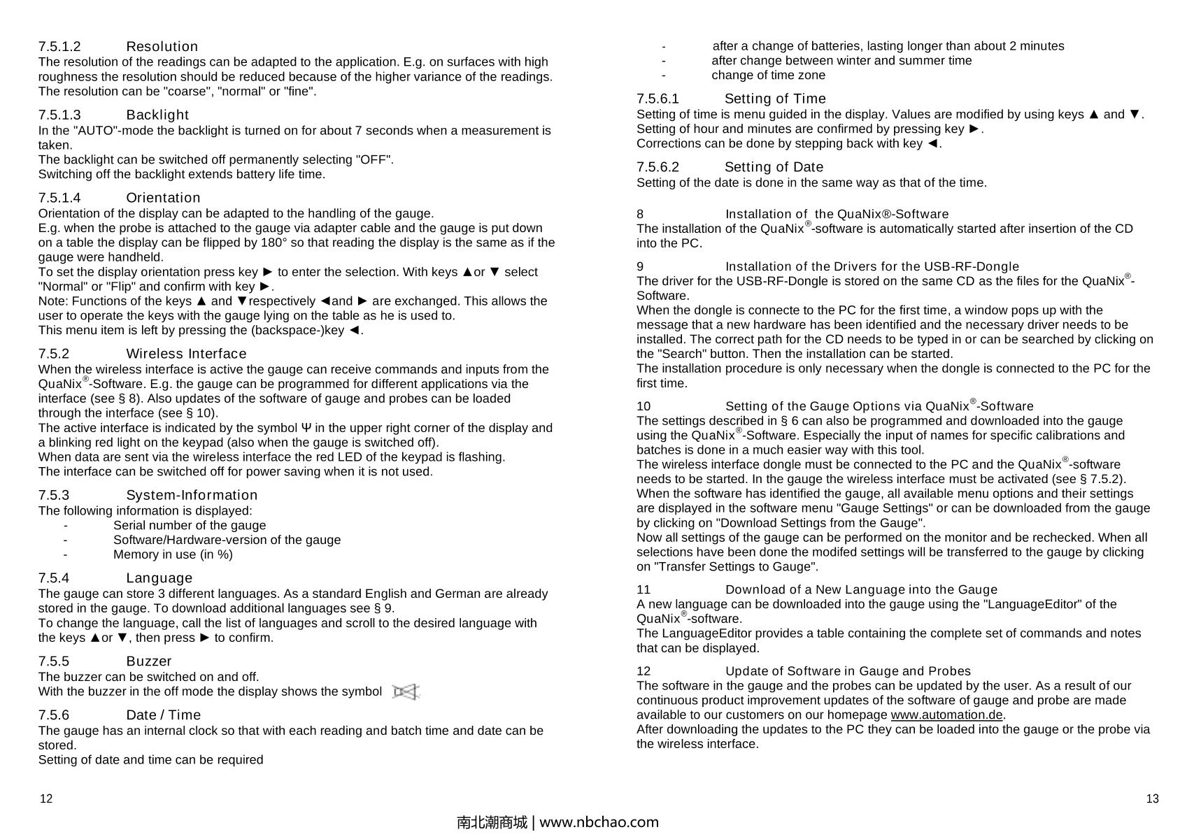 BYK 3666 Byko-Test 8500 Enhanced magnetic/nonmagnetic Thickness GaugeManual page 8