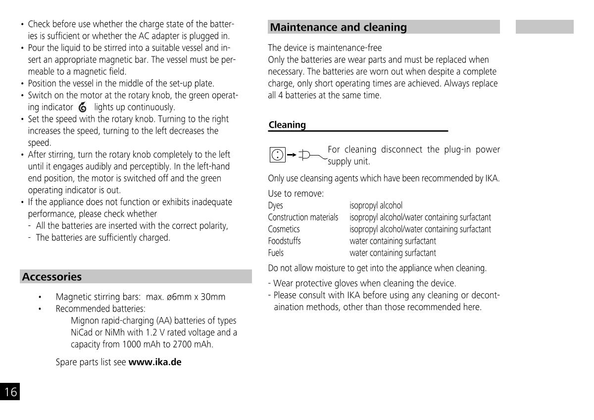 IKA Mobile Little Tony Magnetic StirrerManual page 16