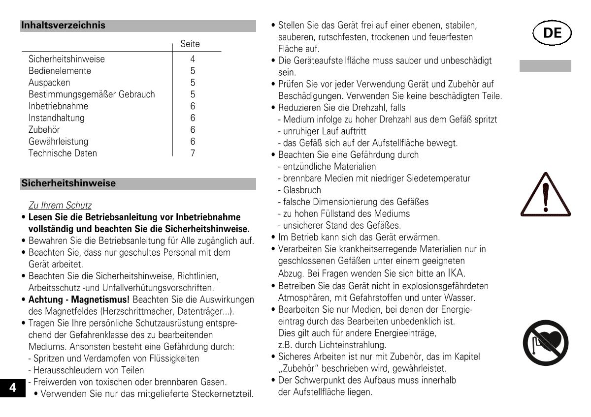 IKA color squid white Small Disc Magnetic StirrerManual page 4
