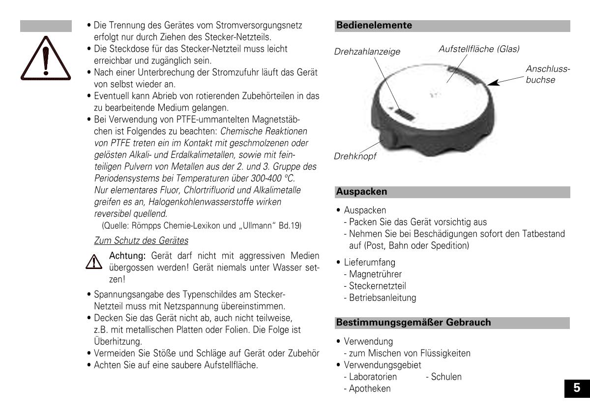 IKA color squid white Small Disc Magnetic StirrerManual page 5