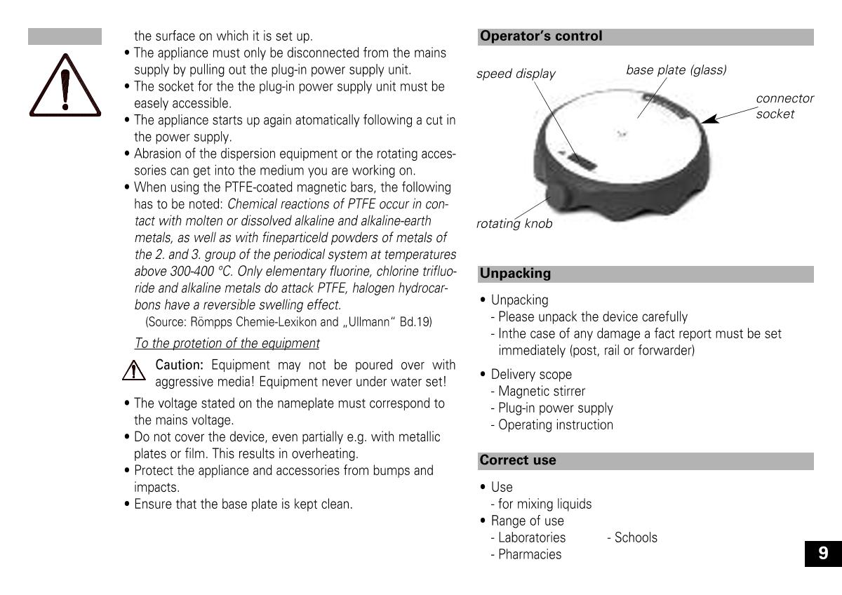 IKA color squid white Small Disc Magnetic StirrerManual page 9