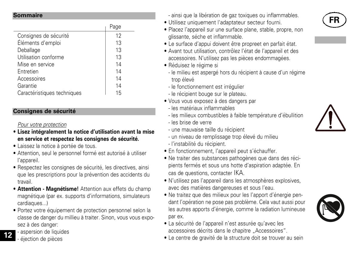IKA color squid white Small Disc Magnetic StirrerManual page 12