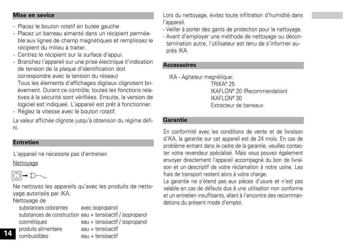 IKA color squid white Small Disc Magnetic StirrerManual page 14