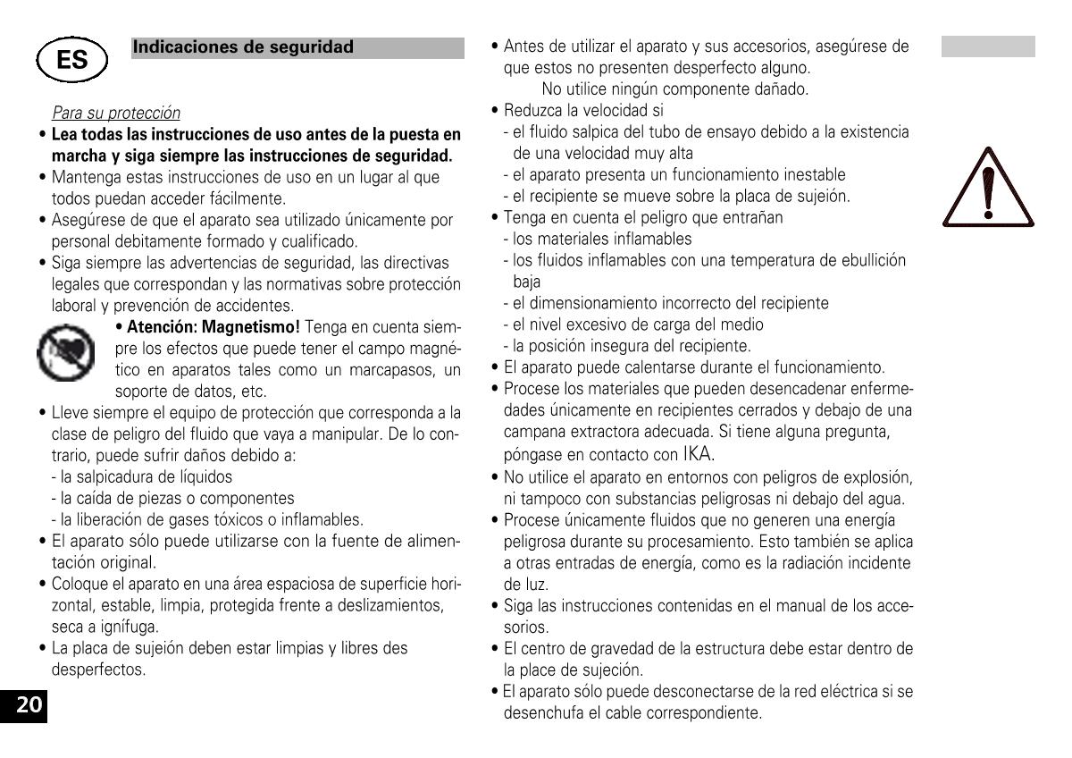 IKA color squid white Small Disc Magnetic StirrerManual page 20