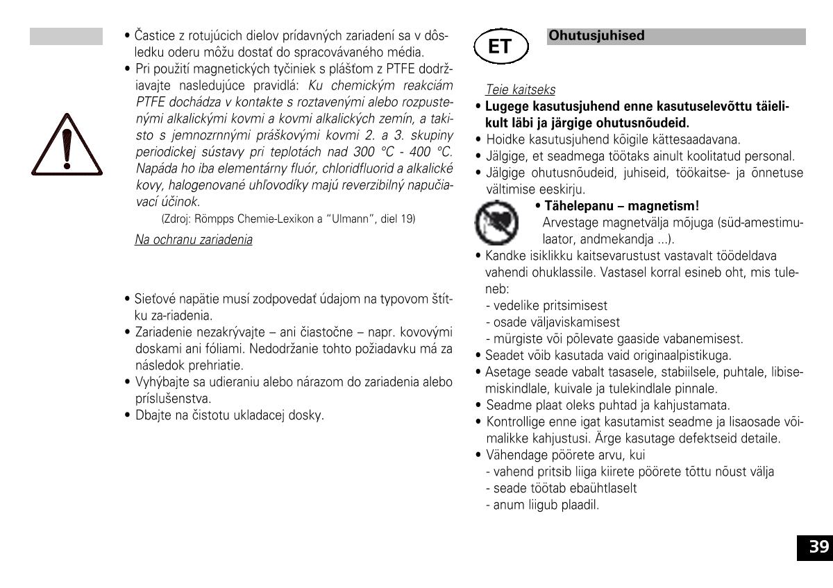 IKA color squid white Small Disc Magnetic StirrerManual page 39