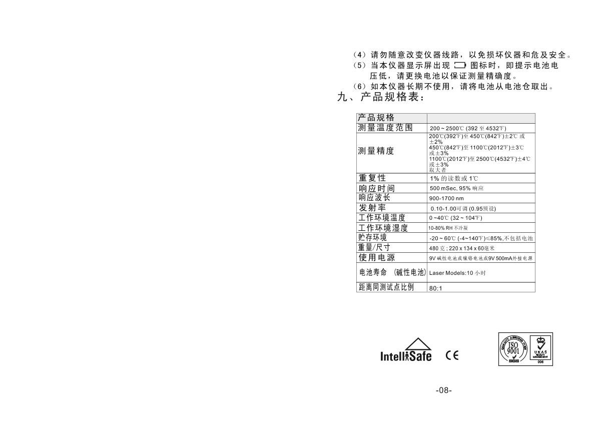 SMART SENSOR AR922+ Infrared ThermometerManual page 2