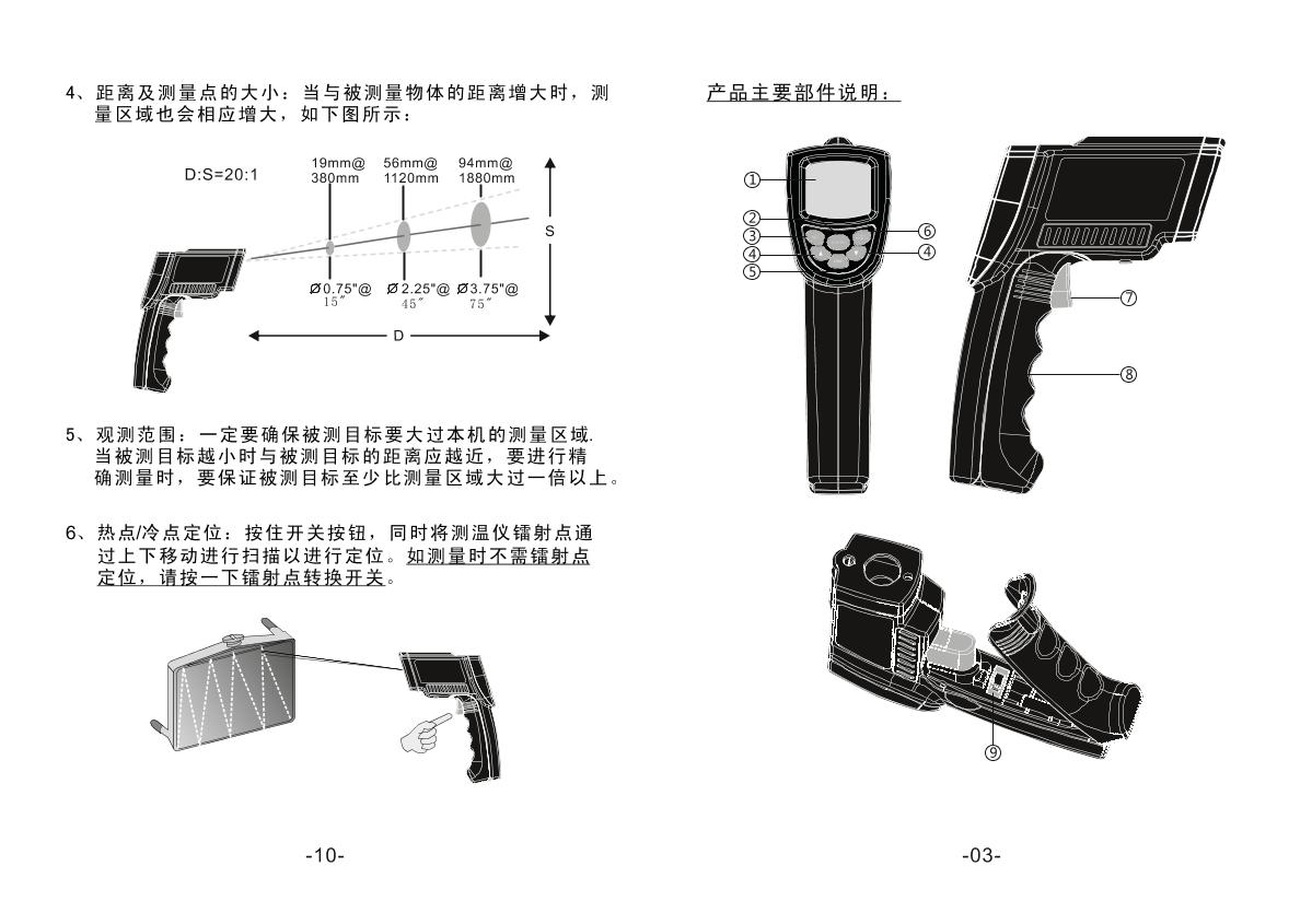 SMART SENSOR AR862D+ Infrared ThermometerManual page 5