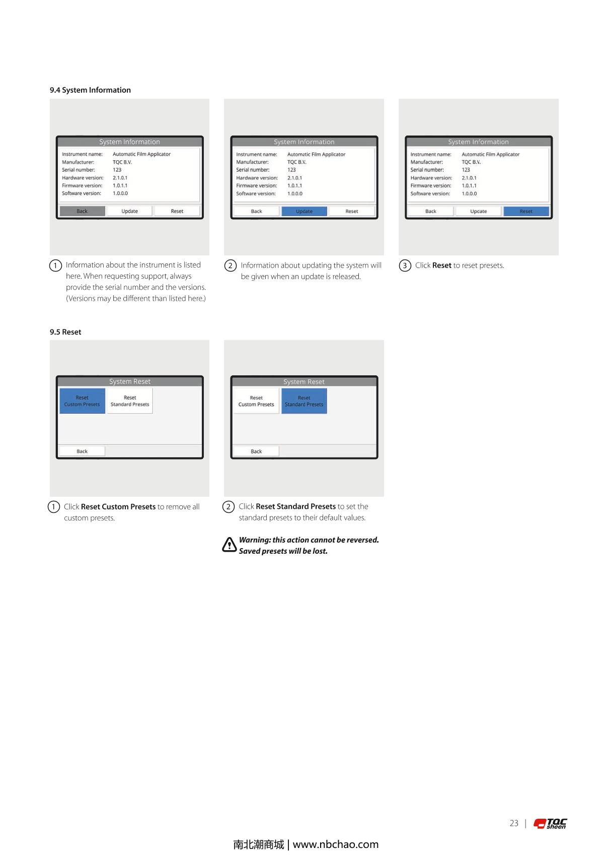 TQC sheen AB4120 Automatic Film ApplicatorManual page 22