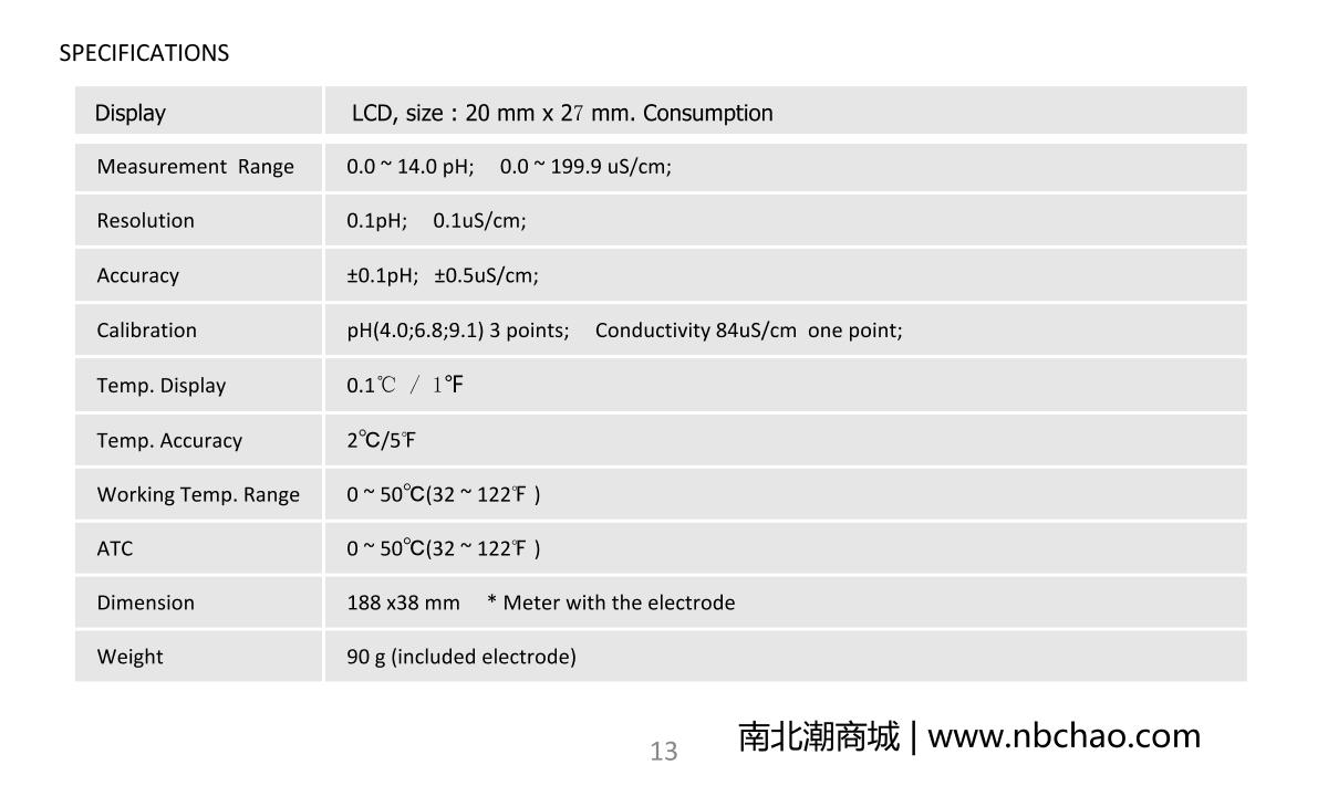 kedida CT-6821 PH & ORP meter brochure page 15