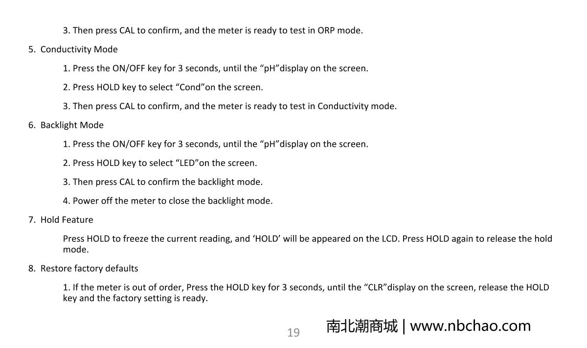 kedida CT-6821 PH & ORP meter brochure page 21