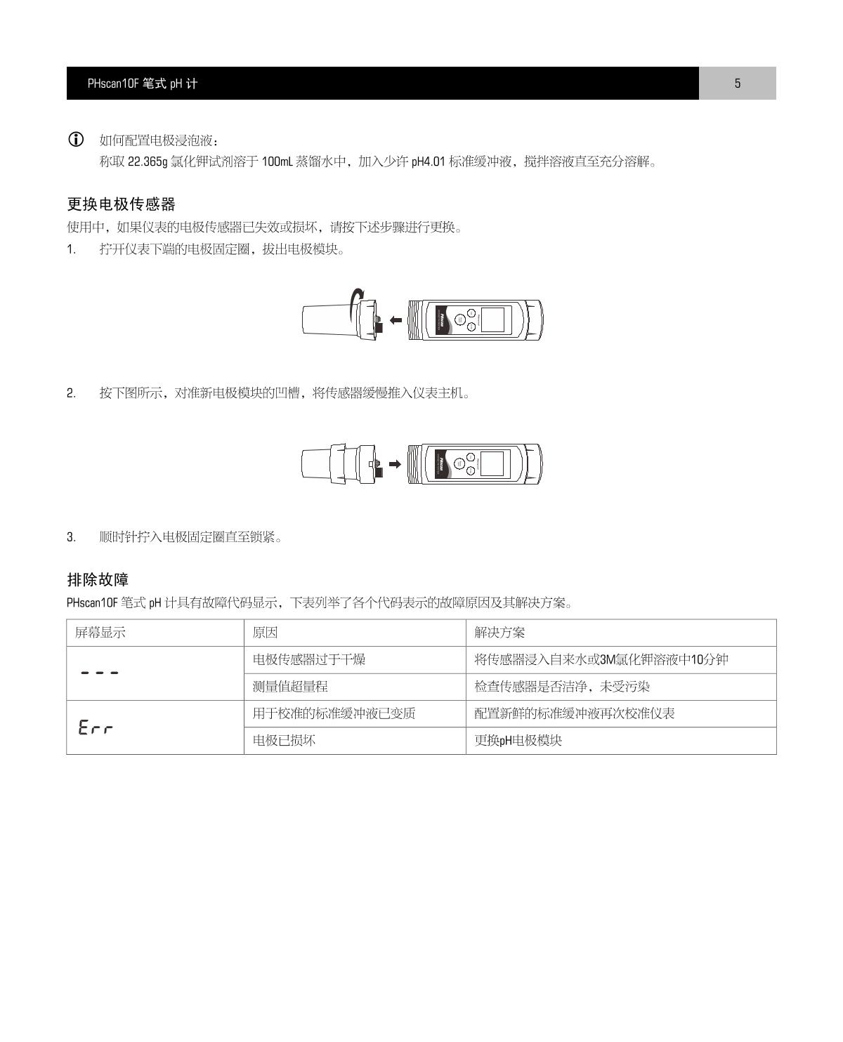 Bante PHscan10F-K Pen pH MeterManual page 6