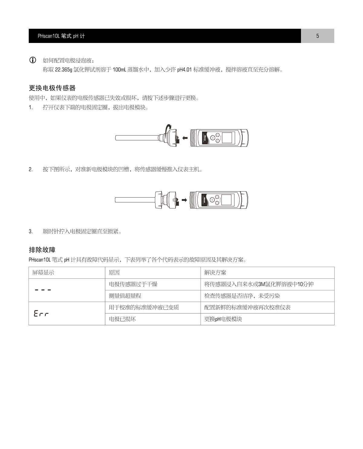 Bante PHscan10L Pen pH MeterManual page 6
