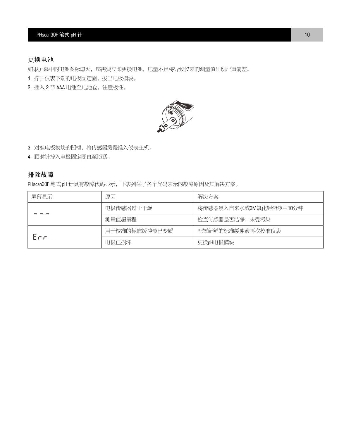 Bante PHscan30F-K Pen pH MeterManual page 11